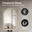 Miroir de salle de bain 28 po x 48 po à DEL arqué avec temps et température, brouillard, intensité réglable, 3 options de couleur, miroir à cadre noir, salle de bain, affichage de la température, variable, températures,