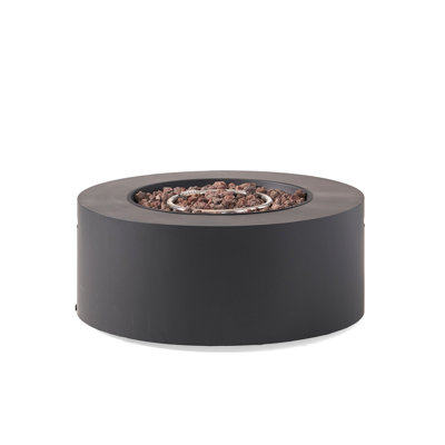32" Patio 40,000 BTU Round Iron Propane Fire Pit, Dark Grey (Tank Cover Not Included)