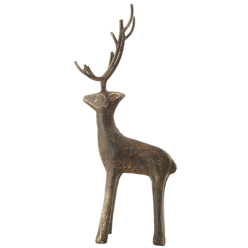 Cerf debout en fonte, 13.4" H X 5.9" W X 2.4" D