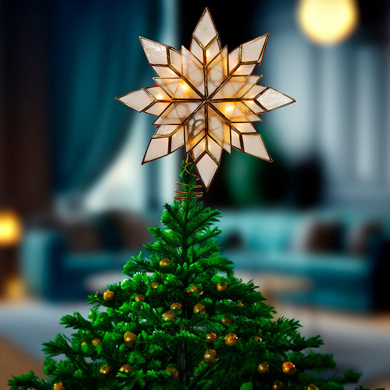 Kurt Adler's 10-Light LED Capiz Star Tree Topper is a beautiful, Clear