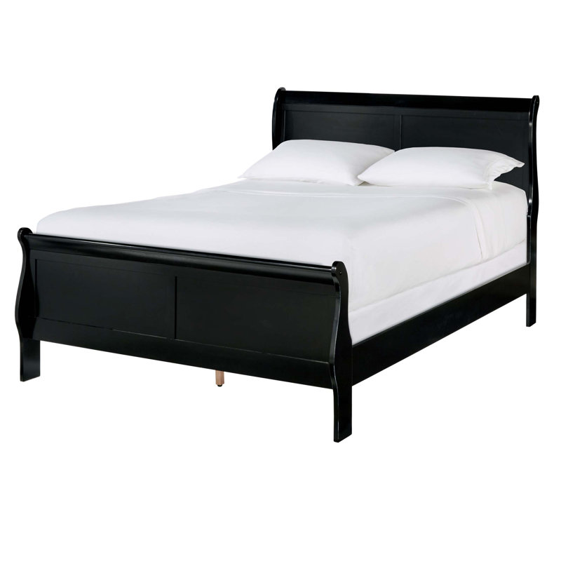 Lit 1 pièce de style Louis Philippe traditionnel, Complet/Double, Noir, noir, noir, noir