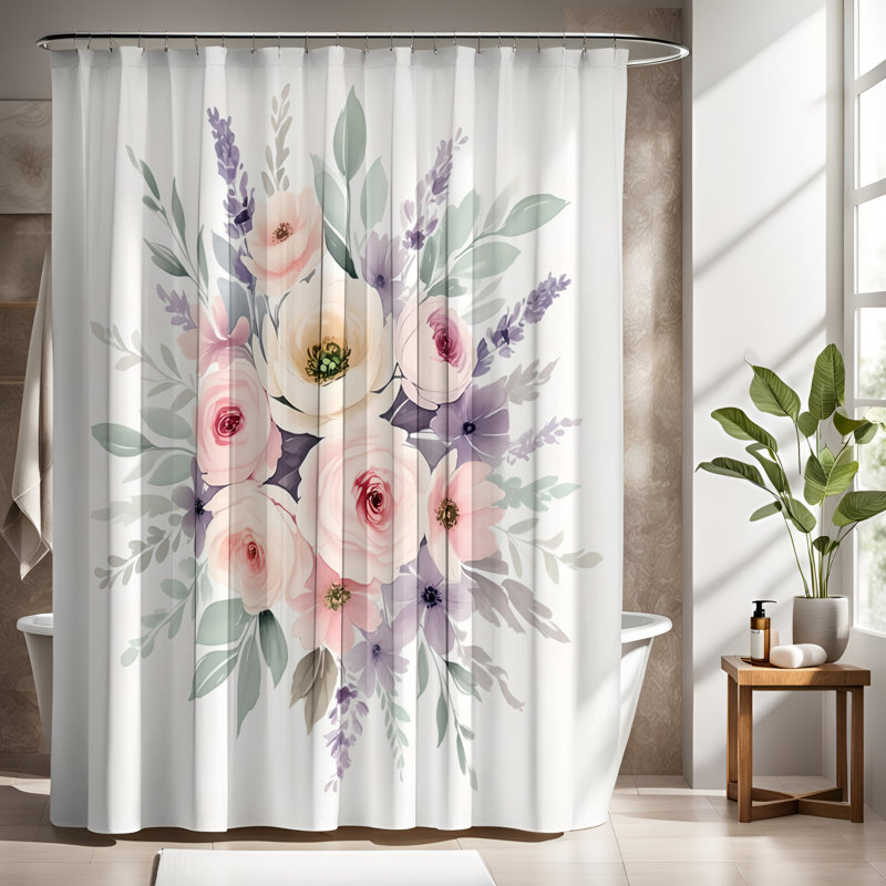 Rideau de douche avec tapis de bain, H 83 po x l 70 po