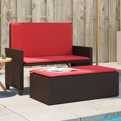Banc de patio avec coussins et repose-pieds en polyester Latitude Run®