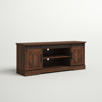 Meuble télé Glenford Modern Farmhouse pour téléviseur de 65 po ou moins avec porte de grange coulissante