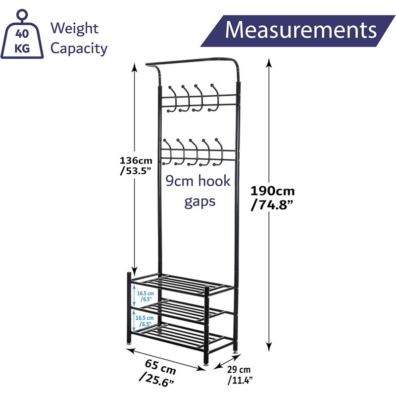 Adante Freestanding 18 - Hook Coat Rack