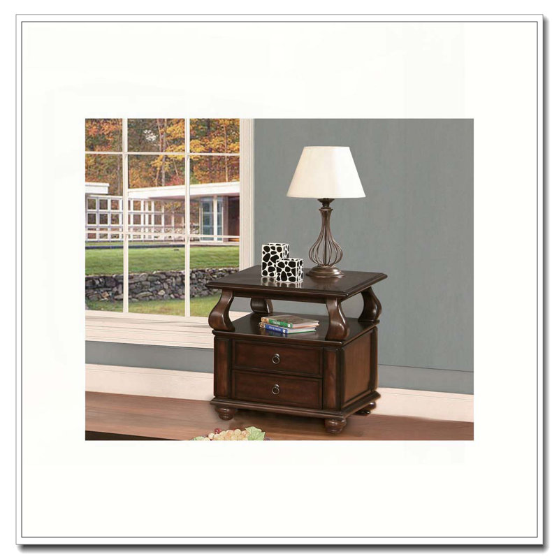 Walnut 2-Drawer End Table