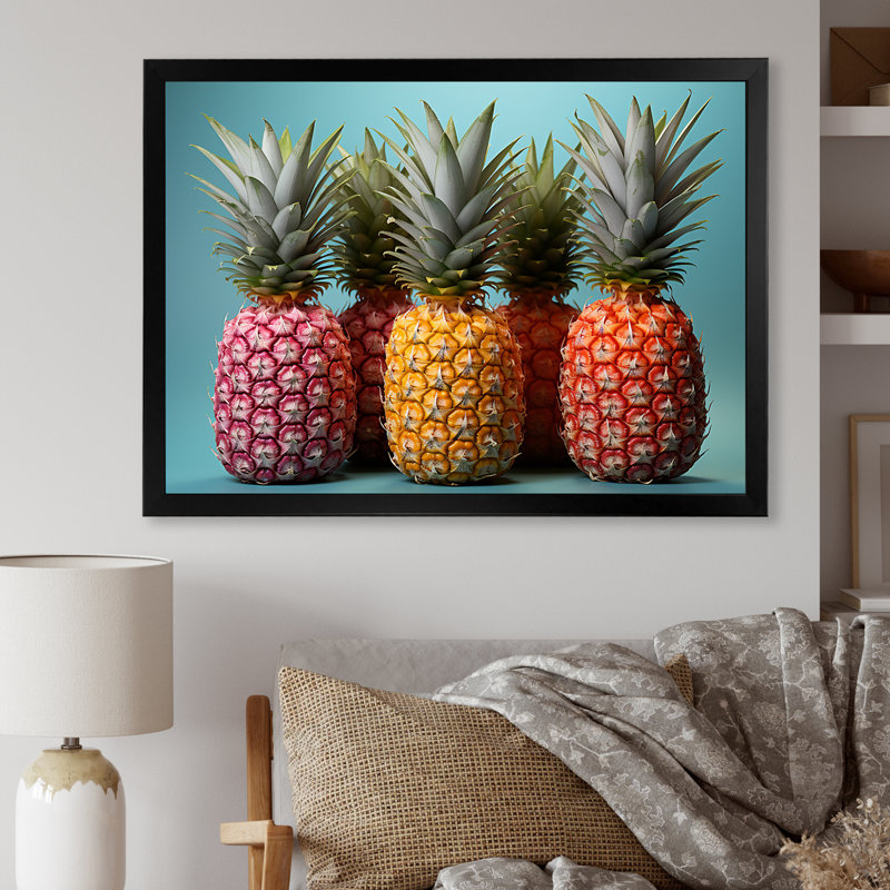 Doux ananas juteux délice I, Cadre photo noir simple, H 24 po x l 32 po x P 1 po