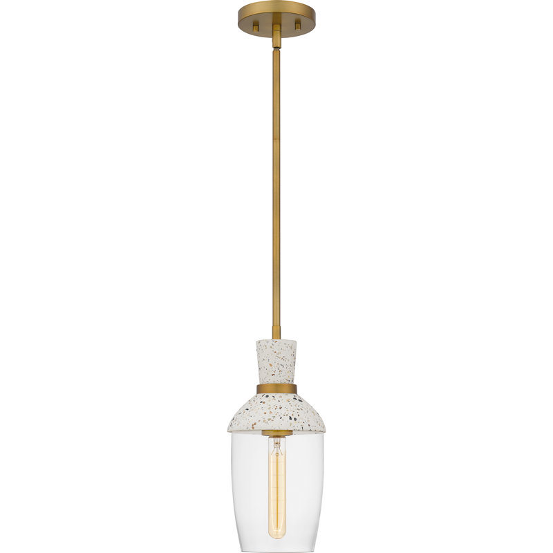 Luminaire suspendu simple en laiton vieilli / moucheté Terrazzo à 1 lumière Rounak