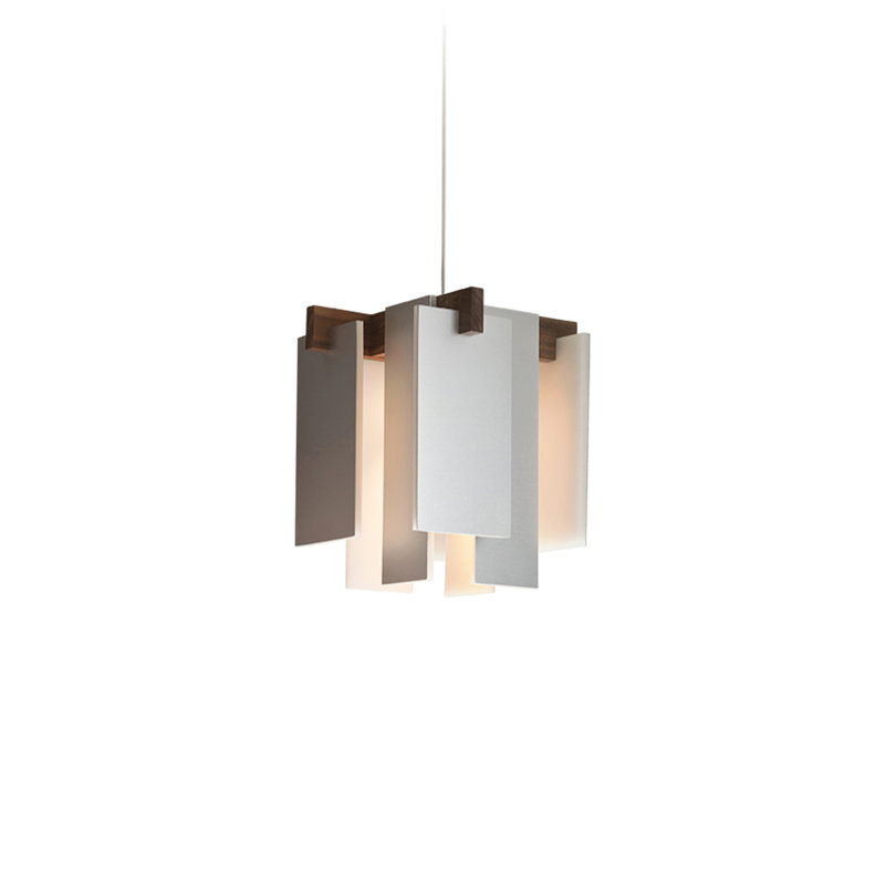 Salix 1 - Light Walnut/Aluminum LED Unique/Statement Pendant, 3500K (Cool)