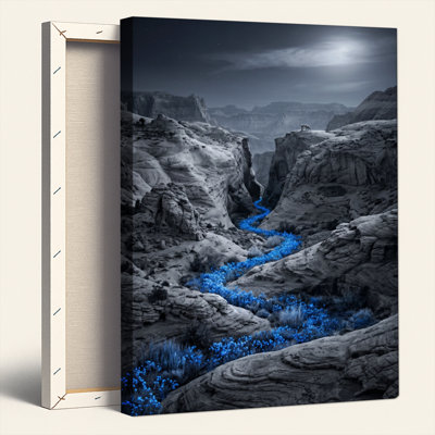 Art mural sur toile Gallery Wrap pour le salon, la chambre à coucher, le bureau ou le vestibule - décoration murale décorative avec canyon au clair de lune