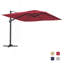 Parasol carré en porte-à-faux 11 pi en rouge (sans base de parasol)