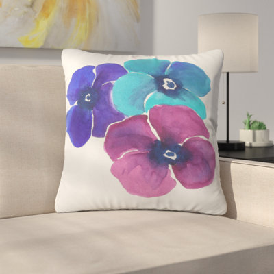 Jewel Tone Pansies by Laura Trevey Indoor/Outdoor Throw Pillow