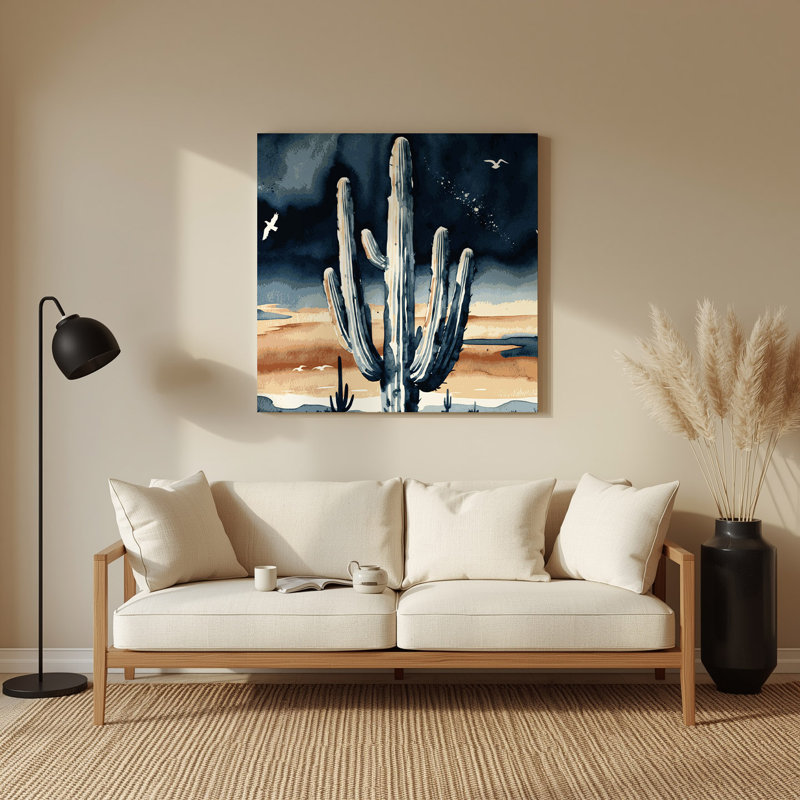 «Southwestern Plants Saguaro Cactus», art mural gris en métal