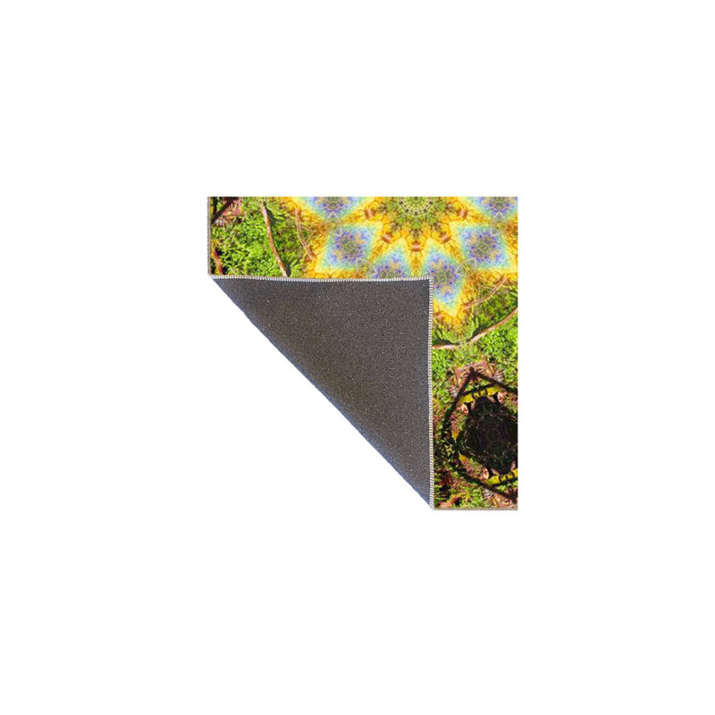 Tapis vert lavable à motif tissé Green Star, Sous-tapis rectangulaire de 3 pi 3 po x 4 pi 11 po