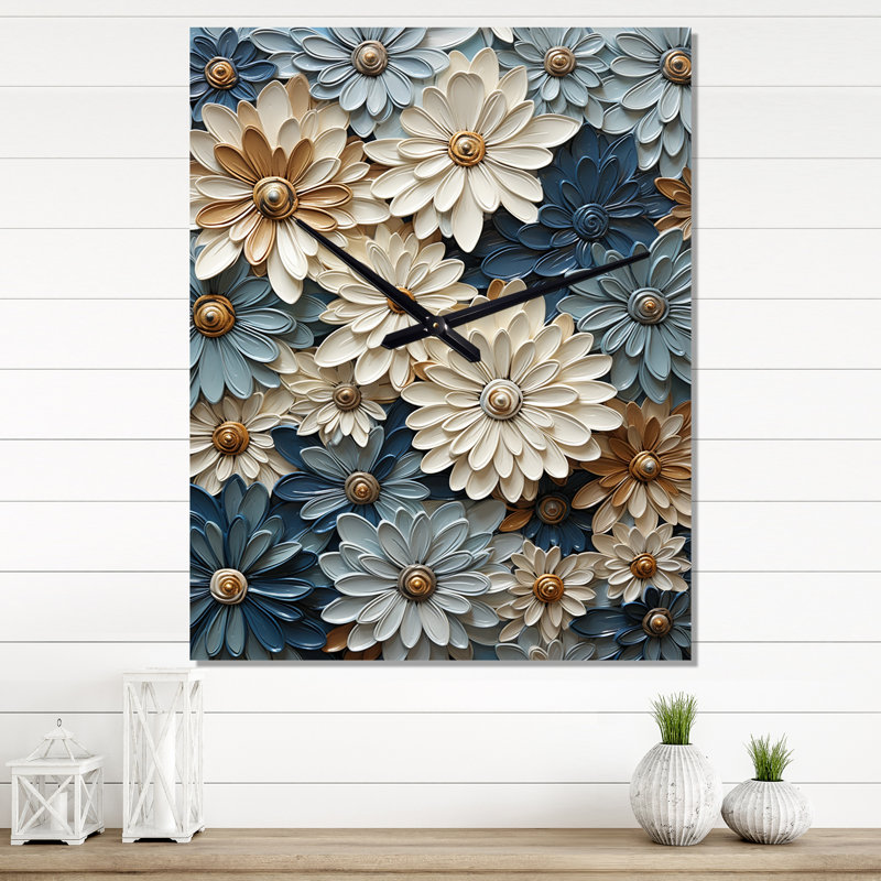 Horloge murale moderne Sannah - Zinnias, Grand