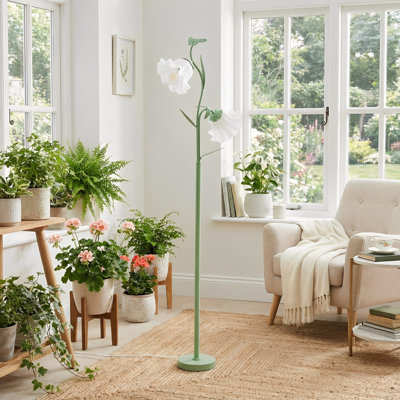 163cm Polished Torchiere Floor Lamp with USB and Outlet