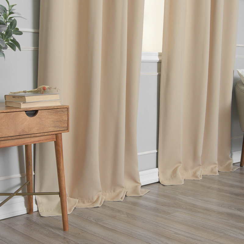 Flame Retardant Thermal Insulated Blackout Curtain, 52" W x 84" L, Beige