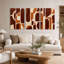 Ensemble de 3 toiles murales abstraites aux formes géométriques brunes et crème-312295290