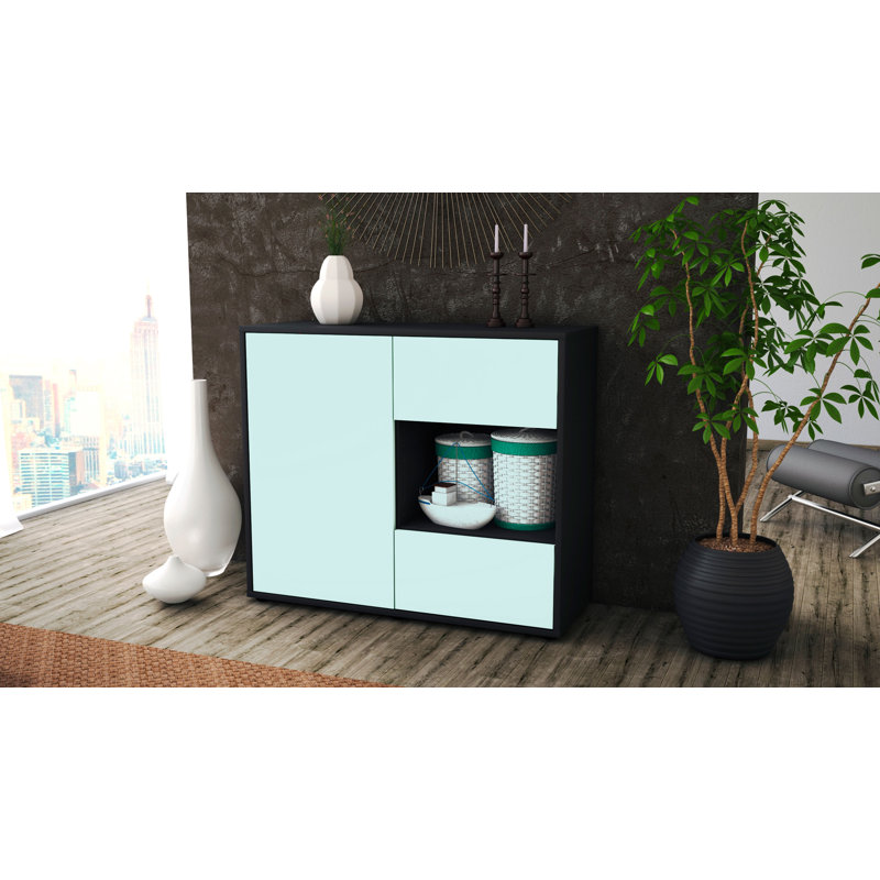 Quebec 92cm Sideboard, Anthracite/Light blue