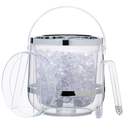 Double Walled Insulated Ice Bucket with Lid & Tongs