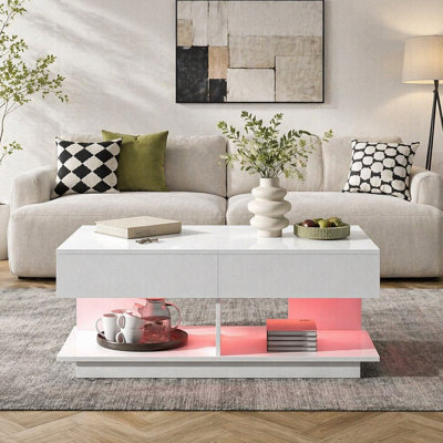 41.3''-76.7'' Extendable Coffee Table, Efficient Central Coffee Table with Multiple Storage Compartments, Multifunctional Adjustable Coffee Table with Hidden Storage Space for Living Room