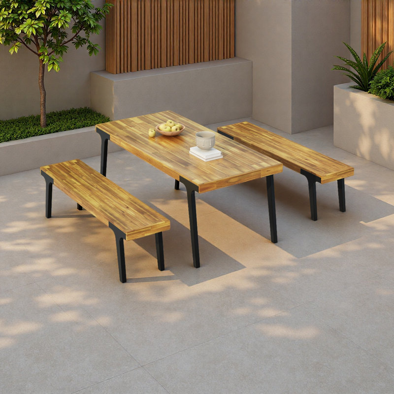 1 Dining Table+2 Dining Benches