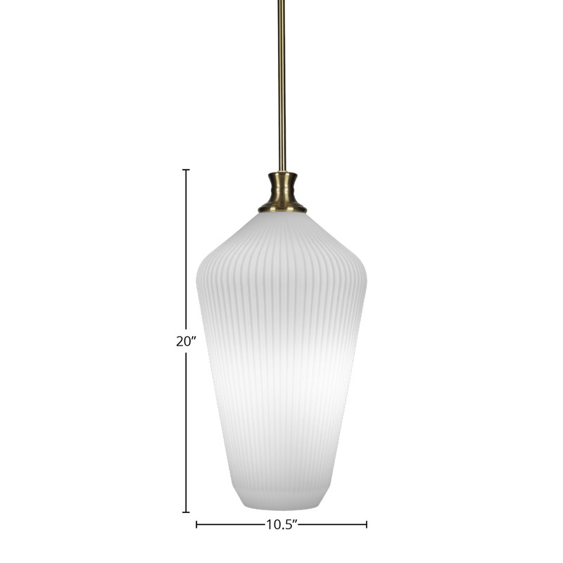 Carina Stem Hung Pendant With 11" Glass, New Age Brass, Frosted