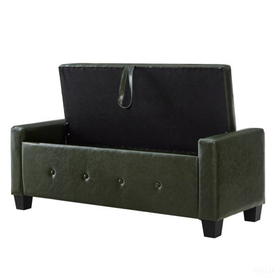 48" Ottoman Bench with Storage, Bench for Bedroom,Living Room,Hallway, Upholstered Tufted Faux Leather Pu Ottoman