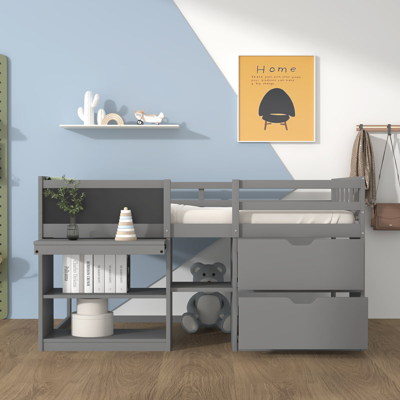 Lit mezzanine simple Herley Kids, gris
