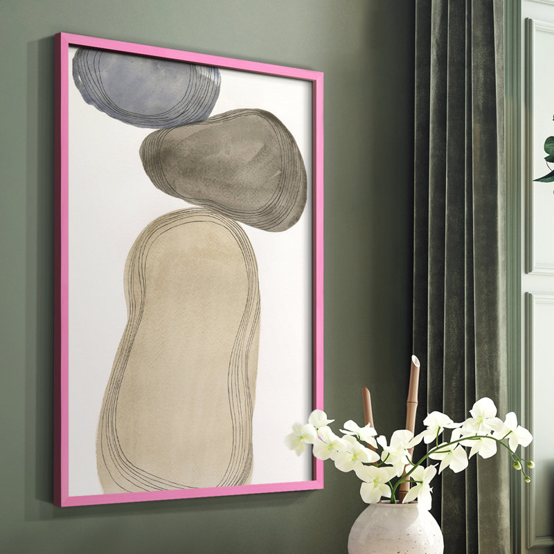 River Rocks Contour I, reproduction encadrée - bois massif, Rose, H 10 po x l 8 po