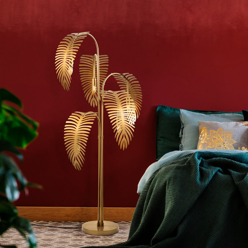 Modern Gold Floor Lamp with Metal Body, 28.0 x 28.0 x 61.8 inches | Base Plate Ø11.8 inches | 5 x E14 Socket (Max 40W) | Stylish On/Off Switch, Ideal for Glam Living Spaces & Contemporary Décor, IP20 Rated