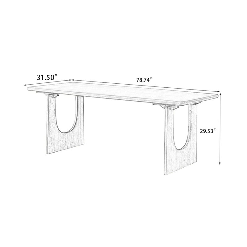 Brown Rectangular Solid Wood Dining Table, 29.53" H x 78.74" L x 35.24" W