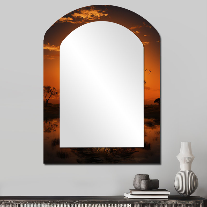 Miroir mural asymétrique moderne africain, 34 po x 25 po