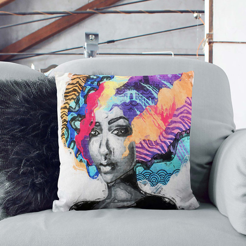 Love Is Street Art Cushion with Filling, 40cm H x 40cm W x 15cm D, Stone