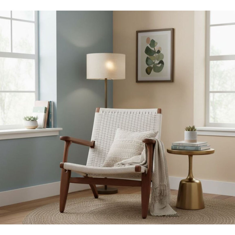 Fauteuil de 27,5 po Marillany, Brun, Filet blanc