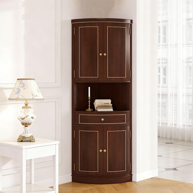 Une armoire d'angle multifonctionnelle et peu encombrante, Marron foncé