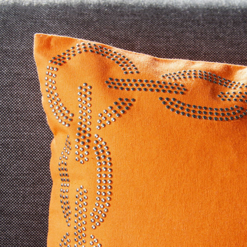  Coussin en coton Paisley, 18 po x 18 po, Orange