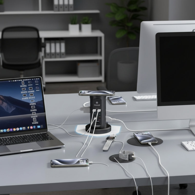 Protection contre les surtensions à tour rapide 115 W 9 prises de courant CA 8 USB 4 USB C 6 pi fiche plate cordon rétractable noir bureau à domicile dortoir