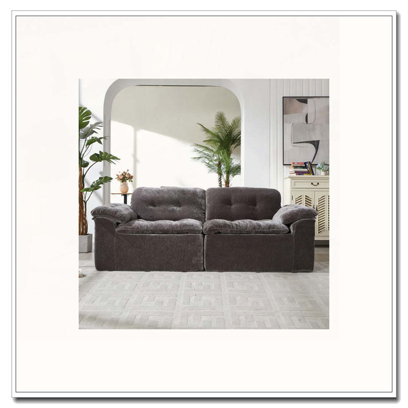 Canapé moderne en chenille LoveSeat, Gris, 2