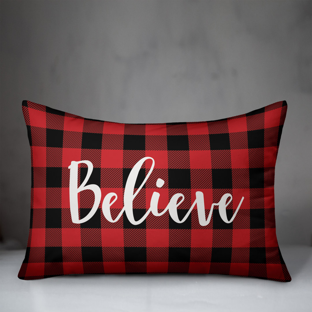  Believe in Buffalo Check Plaid Lumbar Pillow Designs Direct Creative Group