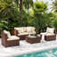 Ensemble de conversation modulaire en rotin PE pour l'extérieur, ensemble de mobilier de patio 5 pièces avec structure en acier, canapé modulaire d'extérieur avec table basse pour terrasse sur le balcon arrière-87848149