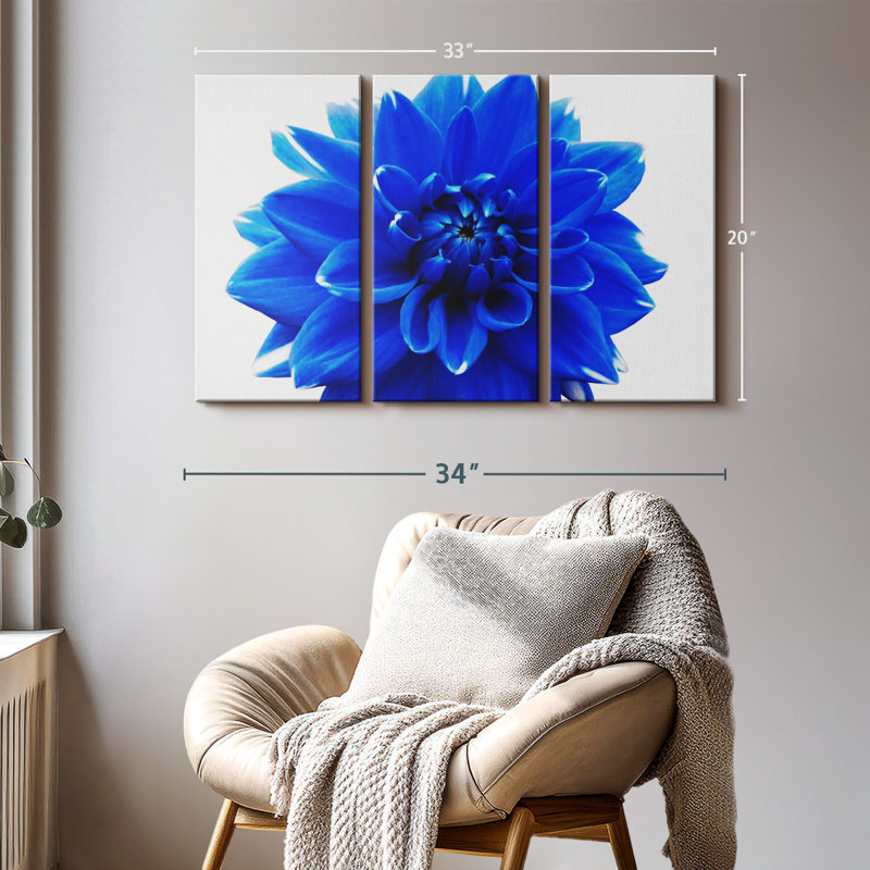 Nature «Blue Dahlia Flower Canvas Print» sur, H 20 po x l 33 po x P 1,25 po
