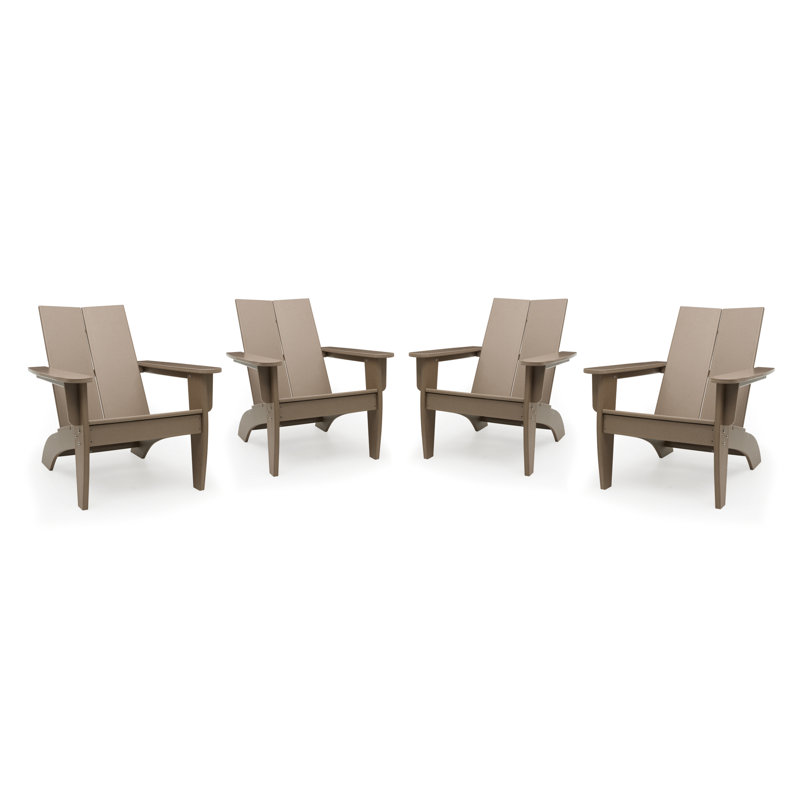 Aulika Outdoor HDPE Modern Adirondack Chairs, Tan