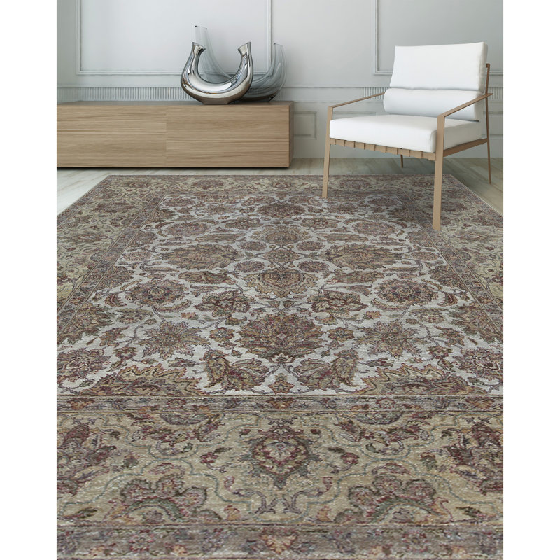 Wool Oriental Area Rug in Gray