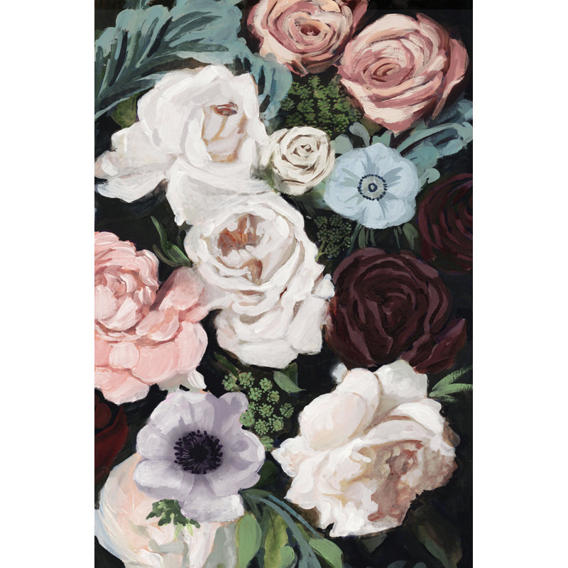 " Floral Nocturne I " by Victoria Borges Painting Print, 48" H x 32" W x 1.25" D