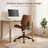 Modern Walnut Bentwood Armless Task Chair with Diamond Tufted Backrest-651689548