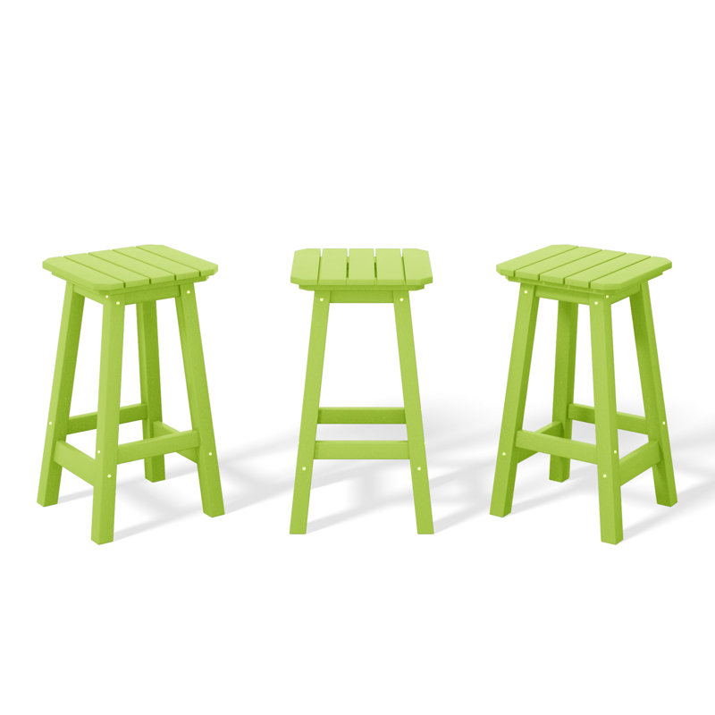Tabouret de comptoir carré 24 po Vinnie (ensemble de 3), Citron