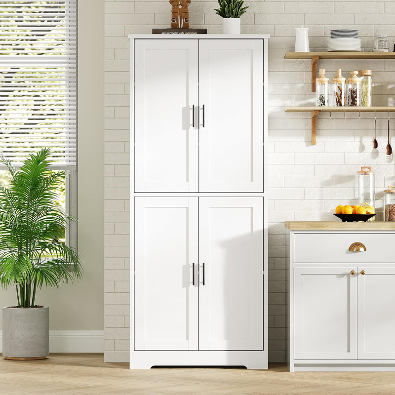 Kitchen Pantry Cabinet, Freestanding Pantry Storage Cabinet With Doors And Shelves, White