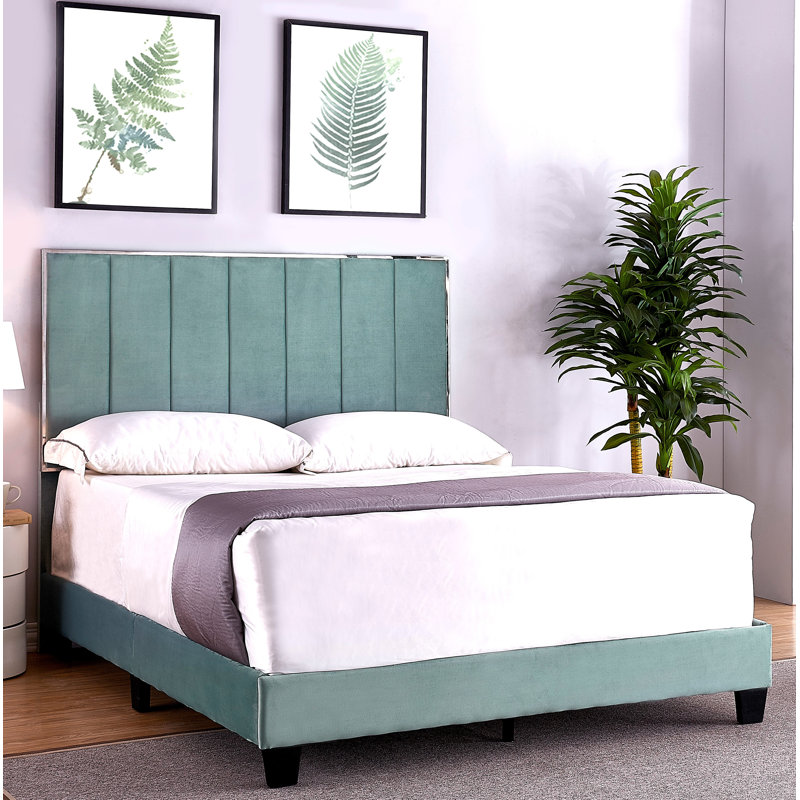 Kolin Upholstered Standard Bed, Dark Moderate Cyan, Queen