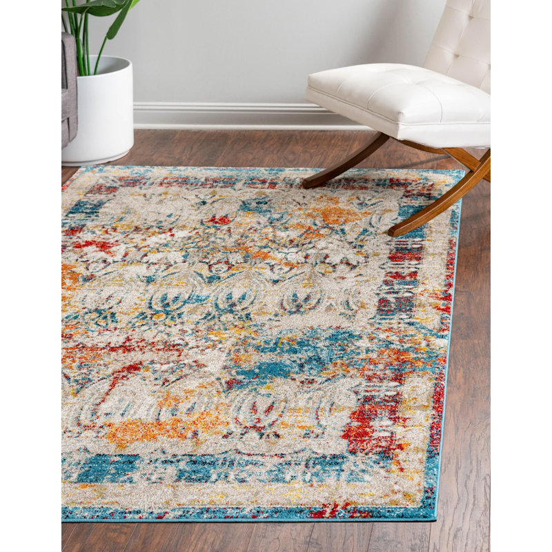 Tapis oriental ivoire / bleu / rouge Murawski, Rectangle 8 pi x 10 pi
